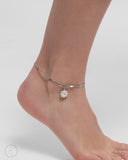 Blossoming Breeze - White - Paparazzi Floral Ankle Bracelet