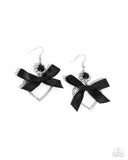 Kawaii Keepsake - Black - Paparazzi Accessories Heart Bow Earrings