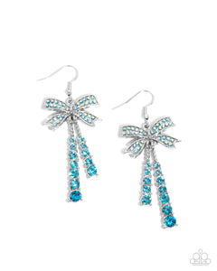 Date Night Decadence - Blue - Paparazzi Accessories Bow Earrings