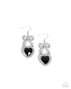 Adorable Allure - Black - Paparazzi Accessories Heart Earrings