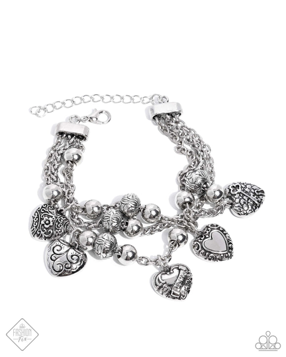 Romantic Relationship - Silver - 0824 Fashion Fix Heart Charm Bracelet