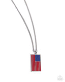 Patriotic Pendant - Red - Paparazzi American Flag Necklace