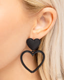 Casual Chemistry - Black - Paparazzi - Matte Black Heart Post Earrings