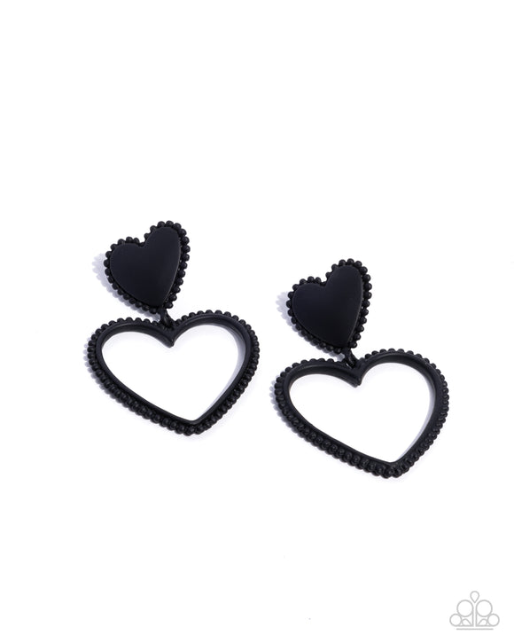 Casual Chemistry - Black - Paparazzi - Matte Black Heart Post Earrings