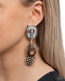 Feathered Fairy Tale - Brown - Paparazzi Accessories Cowboy Hat Feather Earrings
