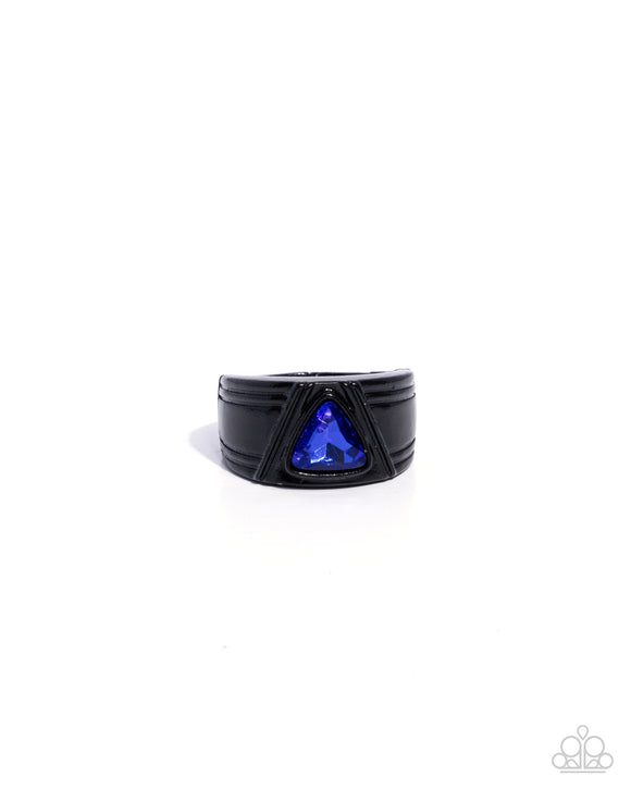 Trenchant Triangle - Blue - Paparazzi Accessories Urban Ring