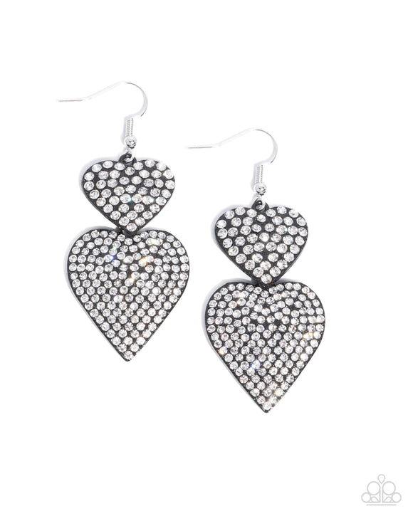 Never Enough Sparkle - Black - Paparazzi Black Dipped Heart Earrings