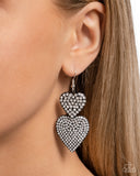 Never Enough Sparkle - Black - Paparazzi Black Dipped Heart Earrings