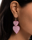 Never Enough Sparkle - Pink - Paparazzi Pink Dipped Heart Earrings