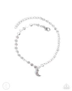 Crescent Chic - Silver - Paparazzi Moon Ankle Bracelet