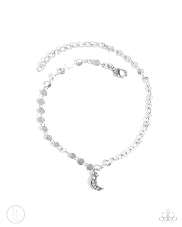 Crescent Chic - Silver - Paparazzi Moon Ankle Bracelet