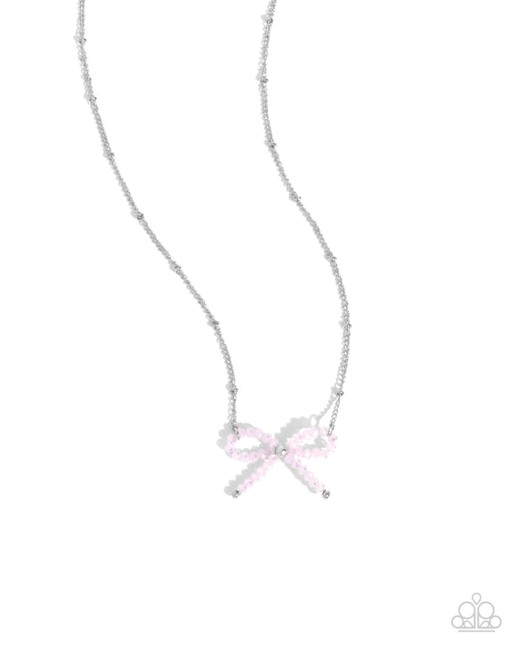 Bridesmaid Bow - Pink - Paparazzi Accessories Bow Necklace