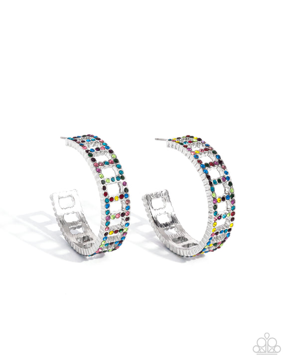 Bridging Brilliance - Multi - Paparazzi Accessories Hoop Earrings