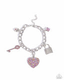 Fortified Fashion - Pink - Key Lock Heart Charm Bracelet - Paparazzi Accessories