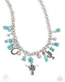 Wild West Whimsy - Blue - 0924FF Bull Horsesho Cactus Necklace