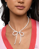 High-Class Hype - White - Paparazzi Accessories Bow Necklace