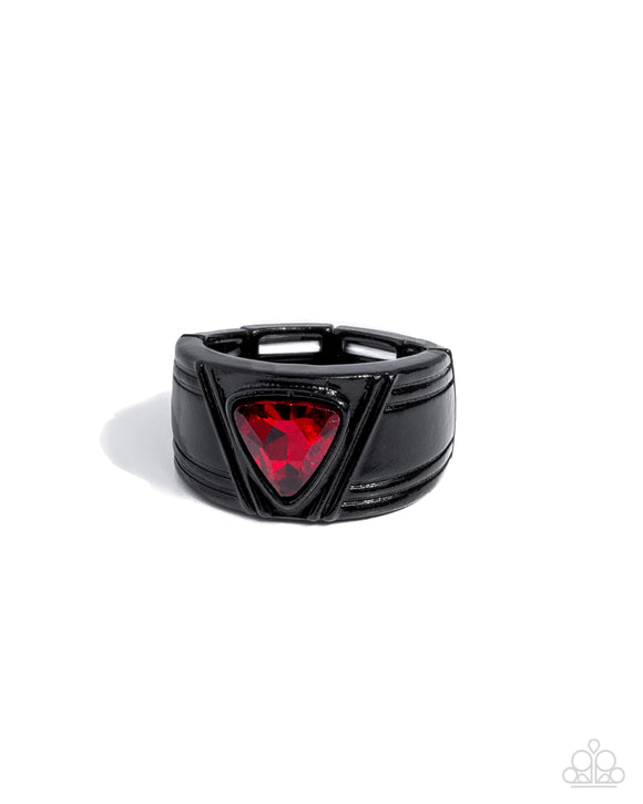 Trenchant Triangle - Red - Paparazzi Accessories Urban Ring