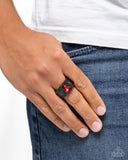 Trenchant Triangle - Red - Paparazzi Accessories Urban Ring