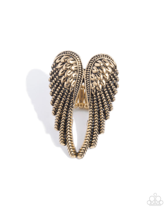 Angelic Actress - Gold - Paparazzi Accessories Angel Wing Ring