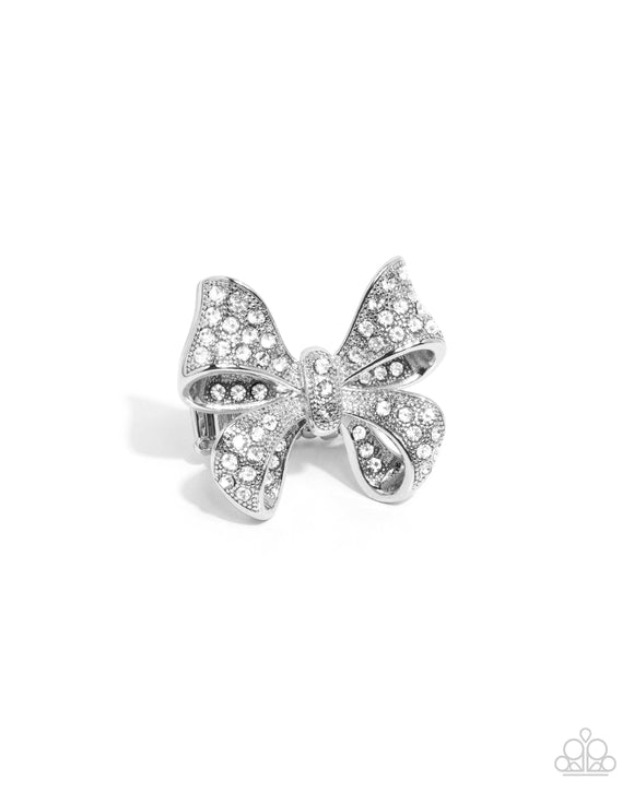 Sweetheart Souvenir - White - Paparazzi Accessories Bow Ring