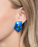 Dauntless Detail - Blue - Paparazzi Accessories Clip-on Earrings