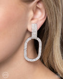 Guarded Glitz - White - Paparazzi Accessories Clip-on Earrings