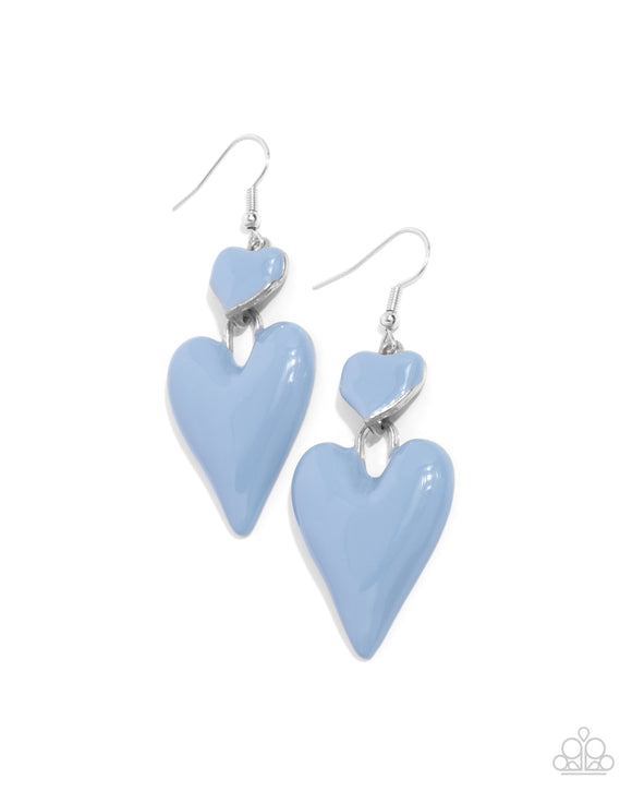 Colorful Chemistry - Blue - Paparazzi Accessories Heart Earrings