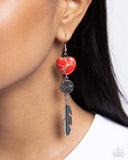 Free-Spirited Fame - Red - Paparazzi Accessories Feather Earrings