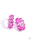 Historic Hearts - Pink - Paparazzi - Heart Hinge Hoops