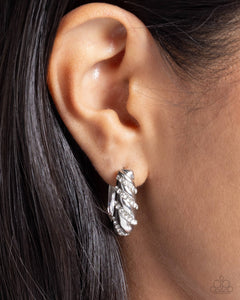 Paved in Glitz - White - Paparazzi Accessories Hoop Earrings