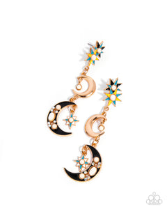 Stellar Serendipity - Gold - Paparazzi Accessories Moon Earrings