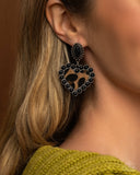 Whimsical Wrangler - Black - Paparazzi Accessories Cow Print Faux Fur Heart Earrings Preclaim