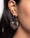 Whimsical Wrangler - Black - Paparazzi Accessories Cow Print Faux Fur Heart Earrings Preclaim