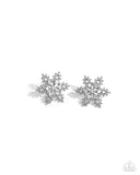 Snowflake Spell - White - Paparazzi Accessories Christmas Earrings