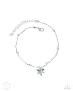 Dainty Dragonfly - Blue - Paparazzi Accessories Anklet