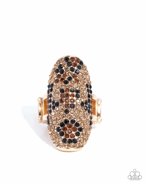 Furtive Feature - Gold - Leopard Ring - Paparazzi Accessories