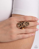 Furtive Feature - Gold - Leopard Ring - Paparazzi Accessories