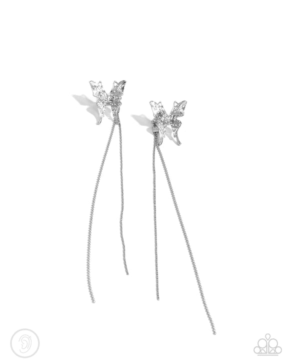 Take Flight - Silver - Paparazzi Accessories Butterfly Ear Cuffs