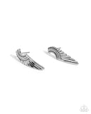 Angelic Altitude - Silver - Paparazzi Accessories Angel Wing Post Earrings