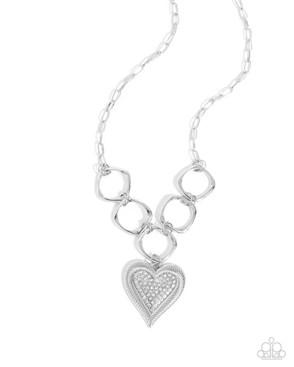 Focused Affection - White - Paparazzi Accessories Heart Necklace