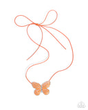 Fluttering Fervor - Orange - Paparazzi Accessories Butterfly Necklace