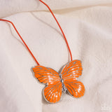 Fluttering Fervor - Orange - Paparazzi Accessories Butterfly Necklace