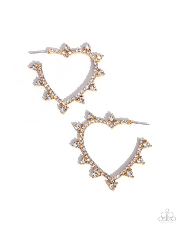 Excessive Elevation - Gold - Paparazzi Accessories Heart Hoop Earrings