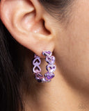 Historic Hearts - Purple - Paparazzi - Hinge Hoops