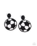 Grand Goalkeeper - Black - Soccer Seed Bead Earrings