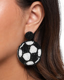 Grand Goalkeeper - Black - Soccer Seed Bead Earrings