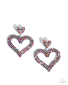 Dazzling Deed - Multi - Paparazzi Accessories Heart Earrings