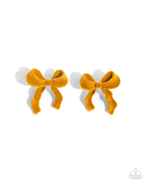 Dapper Dedication - Yellow - Paparazzi Accessories Bow Earrings