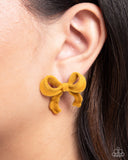 Dapper Dedication - Yellow - Paparazzi Accessories Bow Earrings