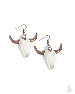 Southwestern Skull - Copper - Paparazzi Accessories Bull Earrings